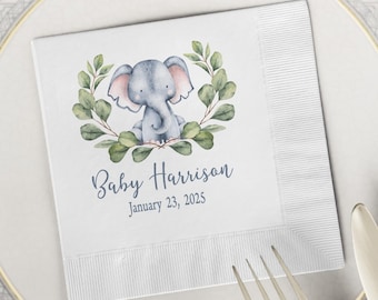 Elephant napkins baby shower napkin Elephant watercolor Elephant napkin printed napkins baby boy party decorations custom napkins customize