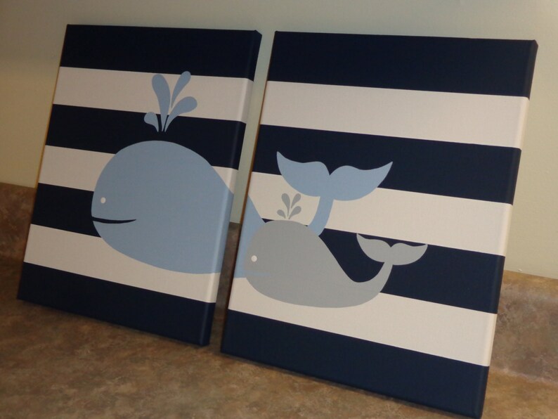 Whale nursery wall art baby boy girl whale decor baby boy girl Etsy