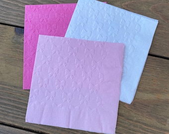 bow napkins bow embossed napkins bridal shower cake napkins drink napkins baby shower napkins little girl birthday party princess