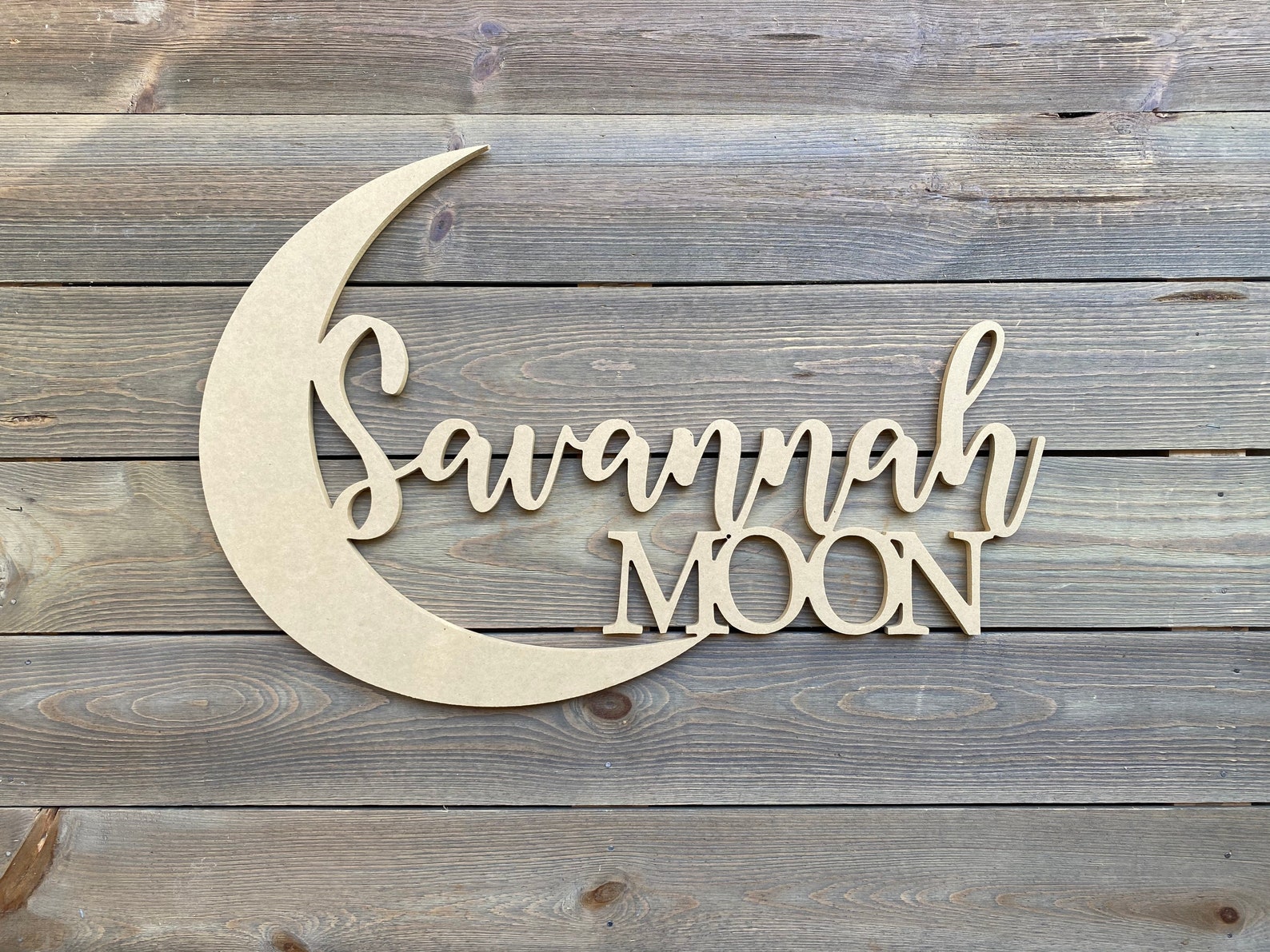 Moon wall decor moon name wall decor personalized sign nursery Etsy