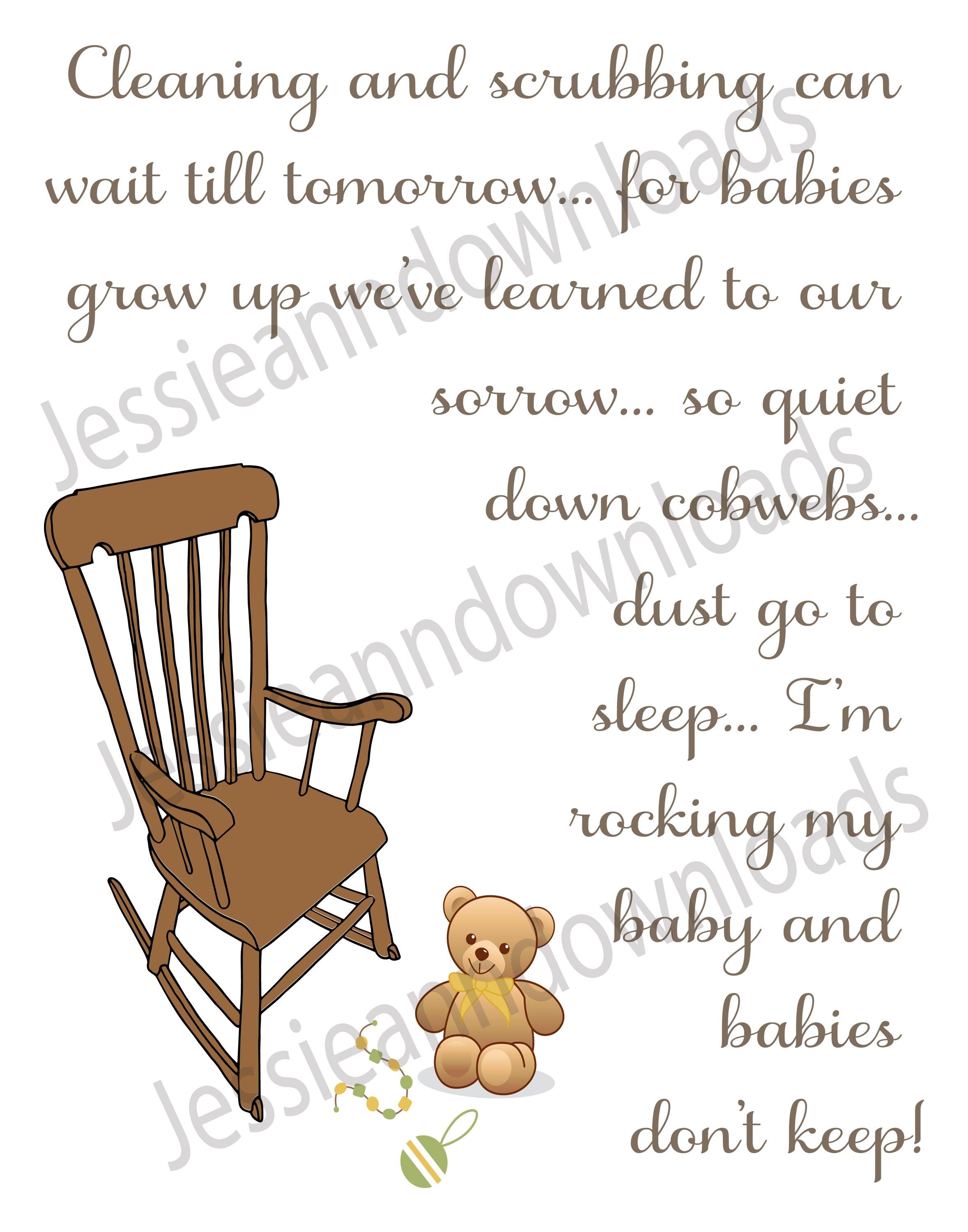 Cleaning and Scrubbing Can Wait Til Tomorrow Poem Child's Nursery Wall ...