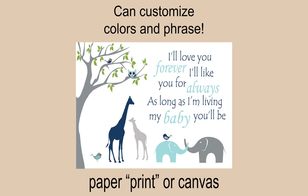 Elephant and Giraffe Nursery Decor Safari Nursery Wall Decor Nursery