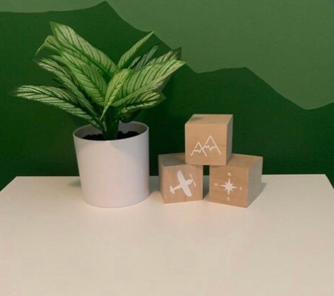 Baby Nursery Blocks Baby Shelf Decor Airplane Nursery Etsy