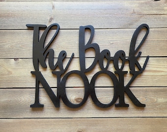 The book nook wood sign playroom wall decor reading decor corner wood sign kids playroom wood cutout custom sign play sign wood wall decor