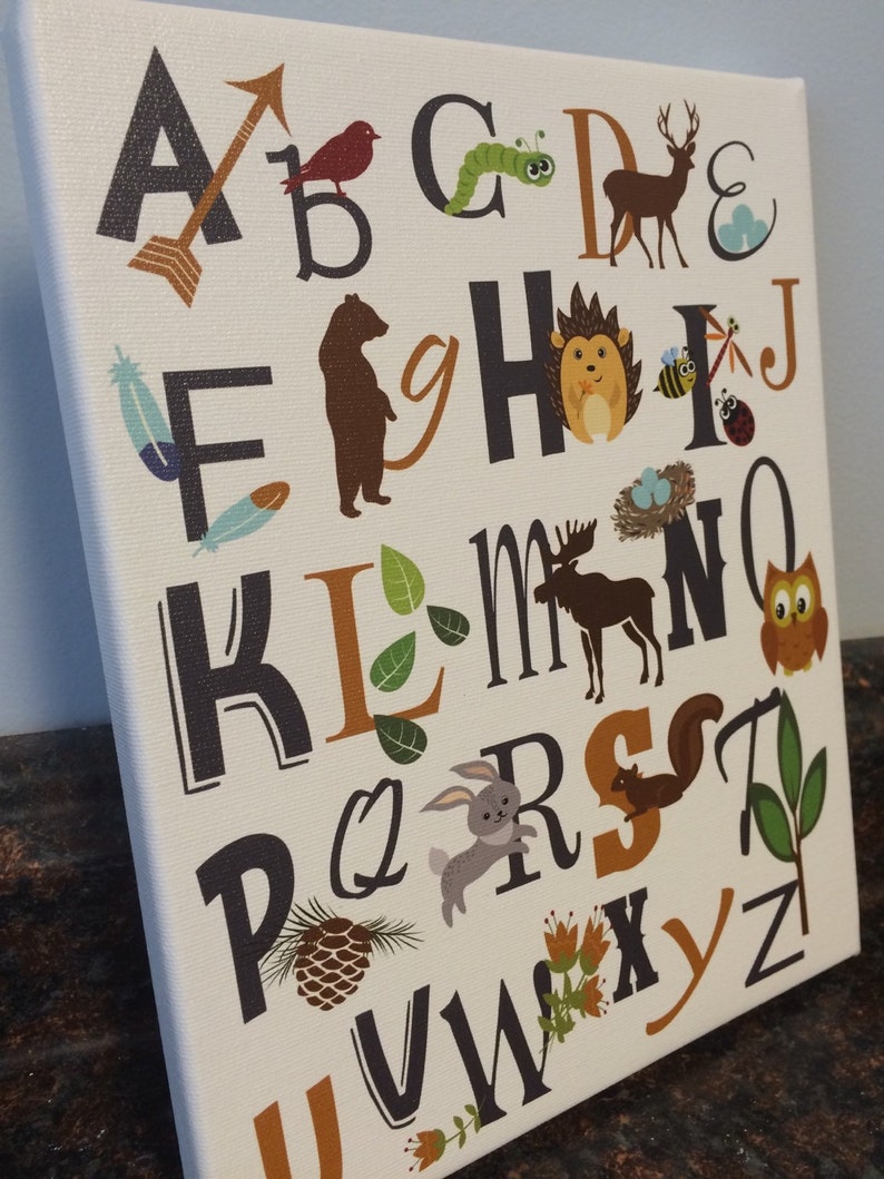 Woodland Nursery Abc Woodland Print Woodland Room Wall Decor Etsy