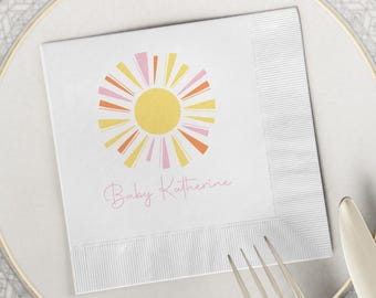 sunshine printed napkins sunshine napkins beverage drink cake baby shower birthday party supplies you are my sunshine decorations