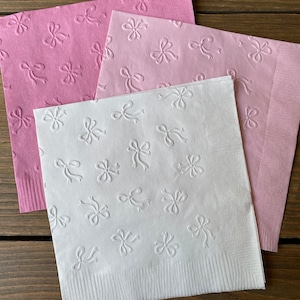 Embossed Bow Napkins, Bridal Baby Shower, Party Decor (20 ct)