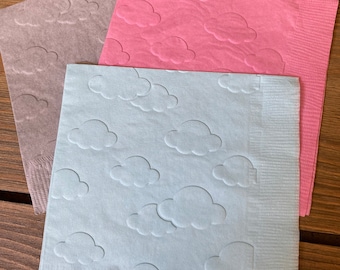 Cloud napkins gender neutral baby shower embossed napkins custom napkins cocktail napkins cake napkins drink napkins baby shower napkins