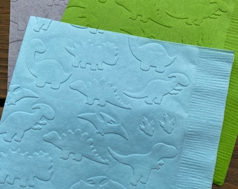 Embossed Dinosaur Napkins, Kids Birthday Party Decor - Set of 20