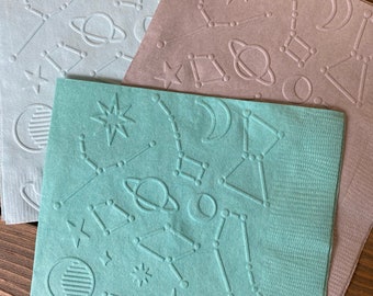 Space napkins space planets embossed napkins beverage drink cake baby shower birthday party supplies decor decorations constellation