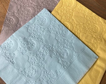 Cloud napkins moon stars embossed napkins custom napkins cocktail napkins cake napkins drink napkins baby shower napkins birthday party