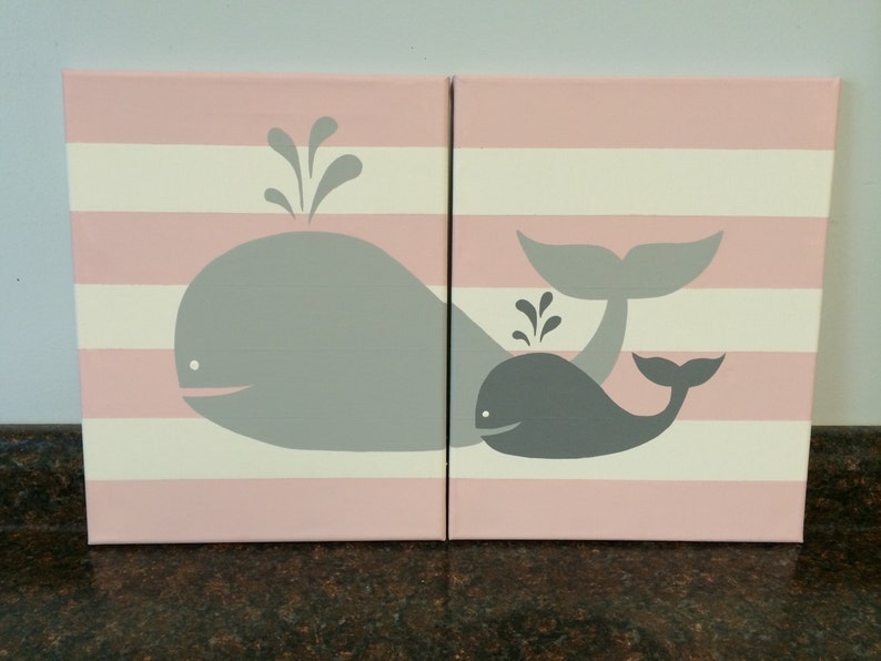Whale nursery wall art baby boy girl whale decor baby boy girl Etsy