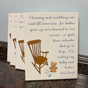 Nursery poem cleaning and scrubbing can wait till tomorrow baby nursery saying baby shower gift baby boy nursery wall decor baby girl decor
