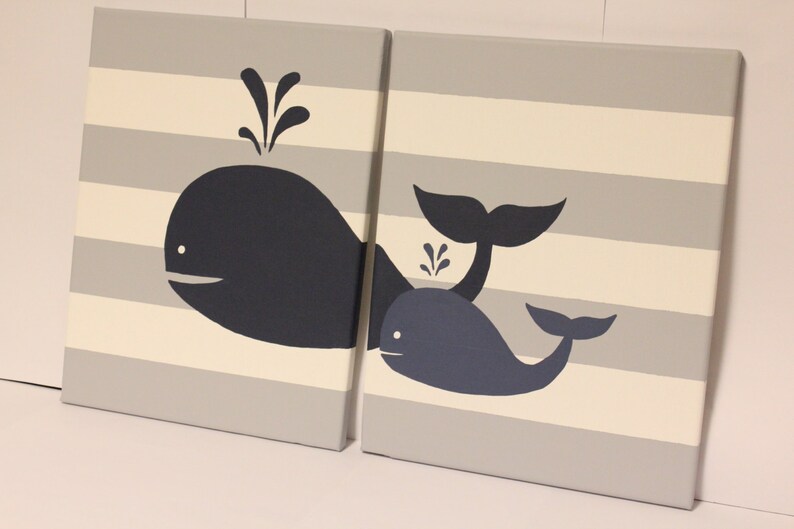 Whale nursery wall art baby boy girl whale decor baby boy girl Etsy