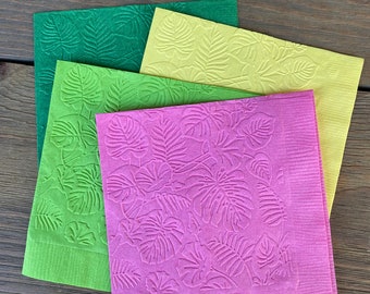 Embossed Monstera Leaf Napkins, Luau Party Decor (Set of 20)