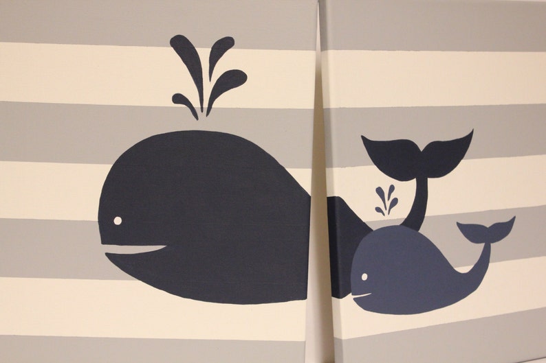 Whale nursery wall art baby boy girl whale decor baby boy girl Etsy