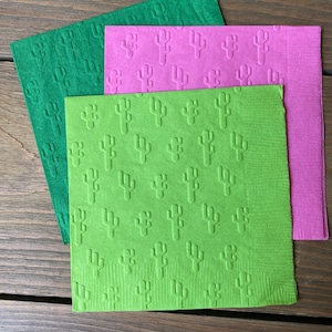 Cactus napkins fiesta embossed napkins cocktail drink cake baby shower birthday party supplies decor cacti llama desert decorations