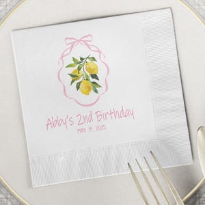 Lemon napkin printed napkins lemons party beverage drink cake baby shower birthday party lemons birthday party baby shower