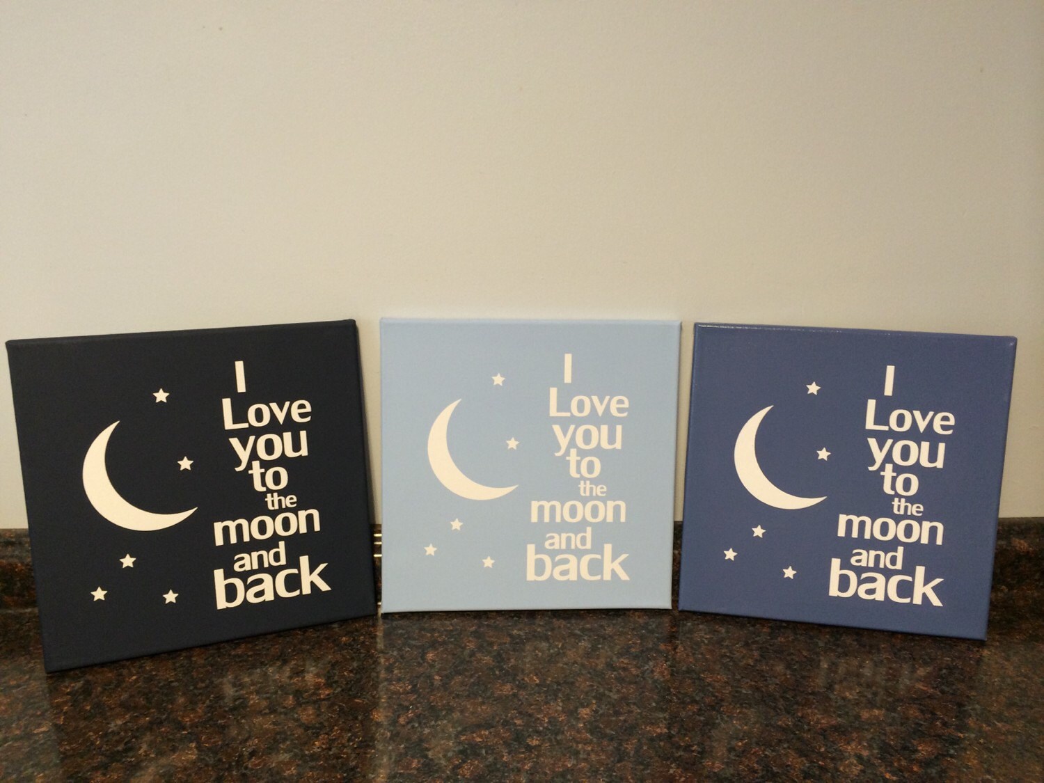 I Love you to the moon and back wall decor canvas nursery wall | Etsy