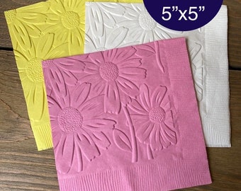 Daisy napkins Flowers embossed napkins cocktail drink cake baby shower birthday party supplies decor decorations daisies