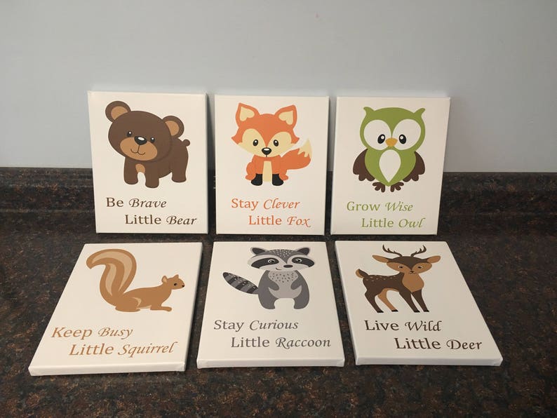 Woodland Animals Nursery Wall Decor Fox Nursery Owl Nursery Etsy