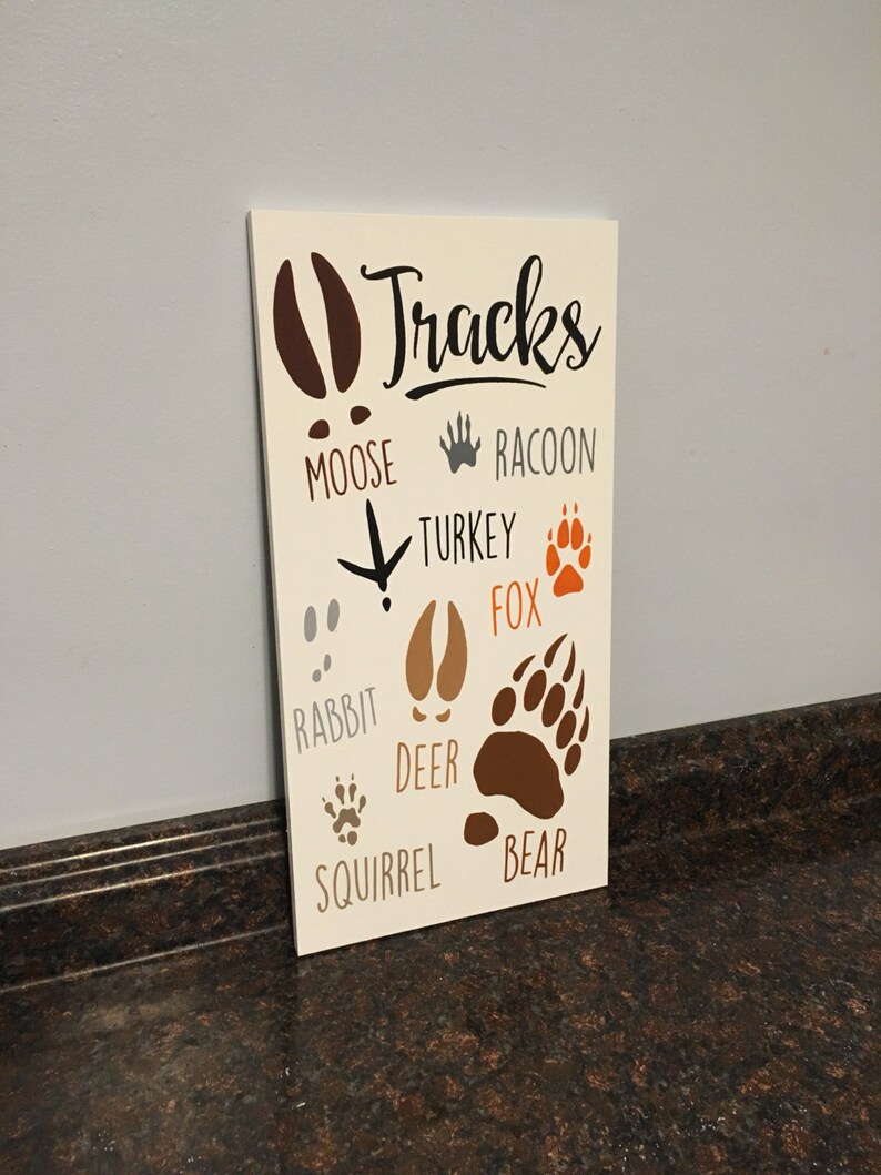 Woodland Animals Tracks Wall Decor Cabin Wall Decor Woodland Etsy