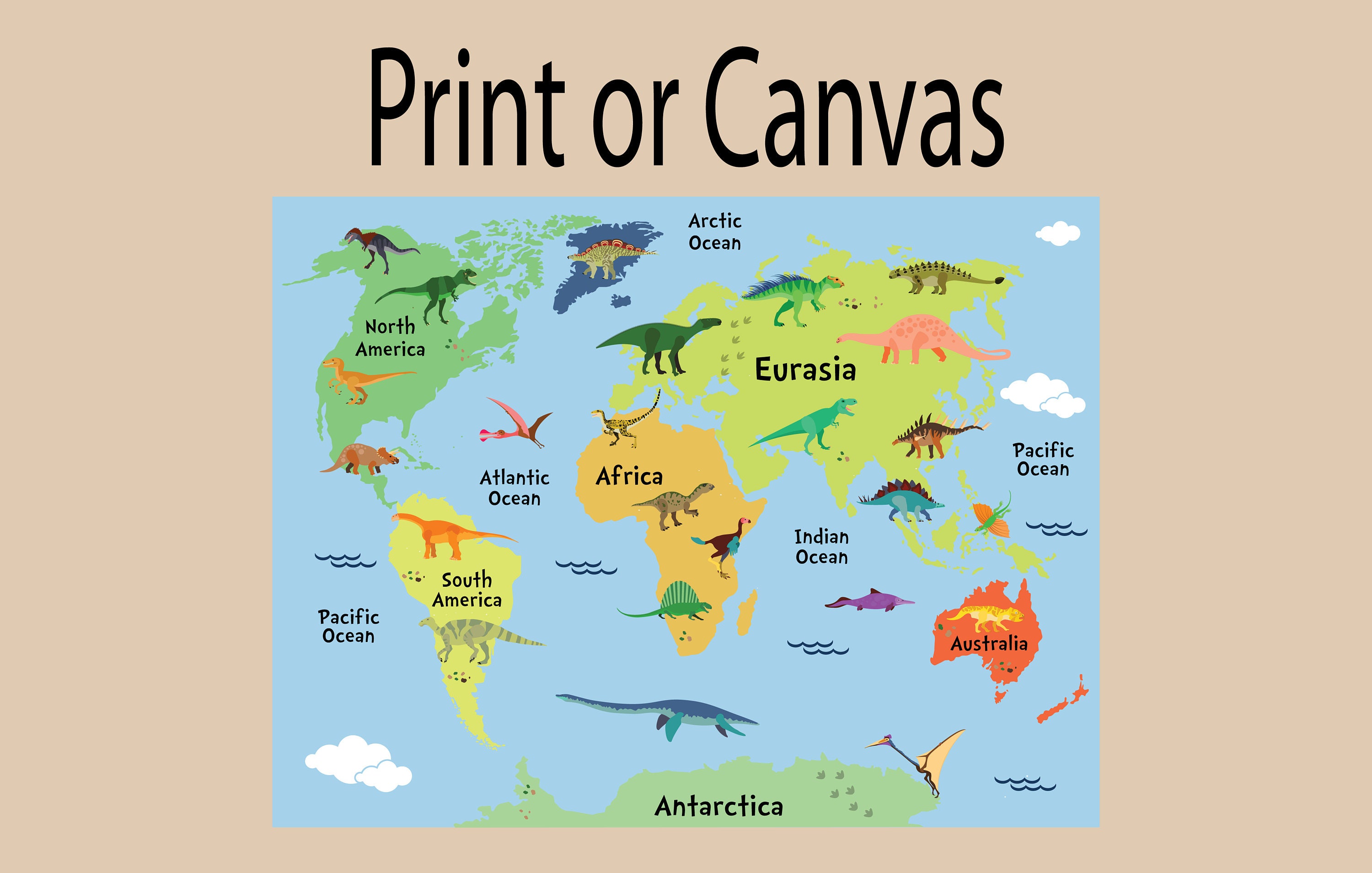 dinosaur map wall decor dinosaur nursery dinosaur wall decor etsy