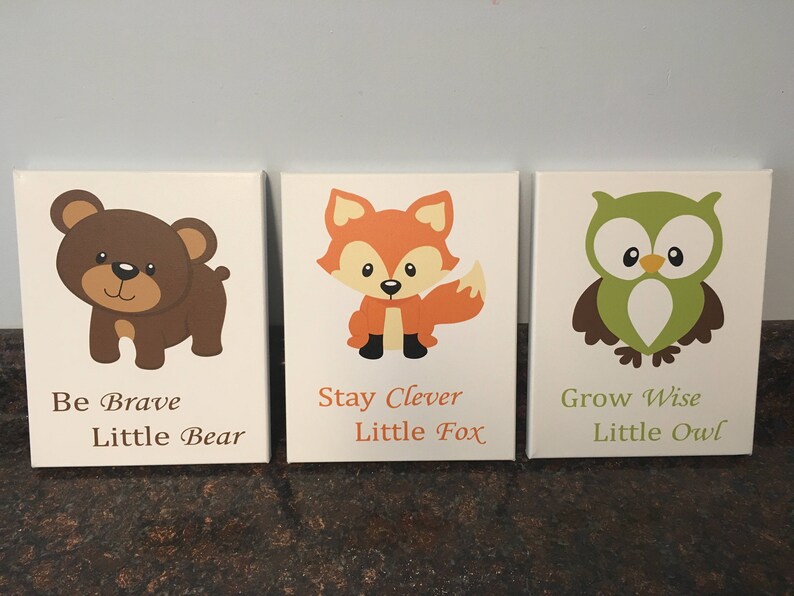 Woodland Animals Nursery Wall Decor Fox Nursery Owl Nursery Etsy