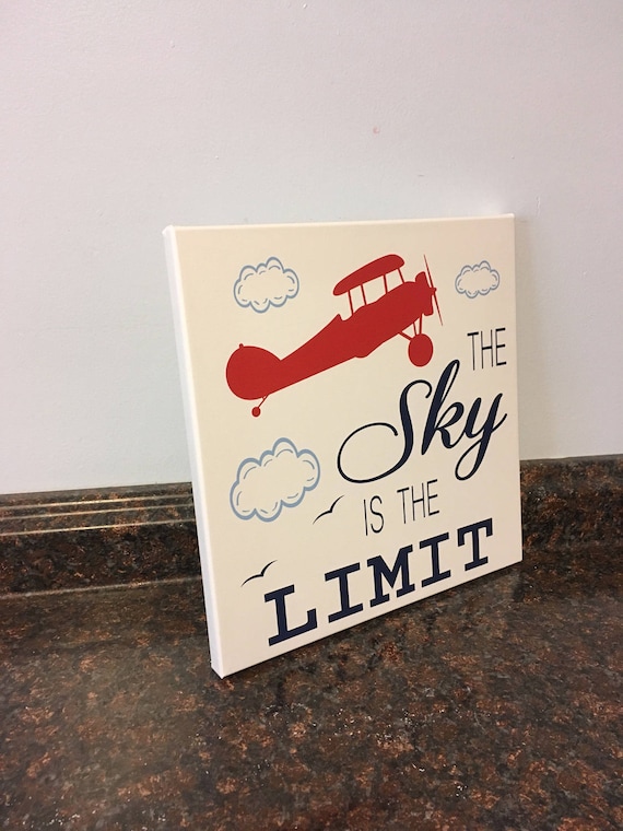 Airplane Nursery Decor: 'The Sky is the Limit' Print or Canvas