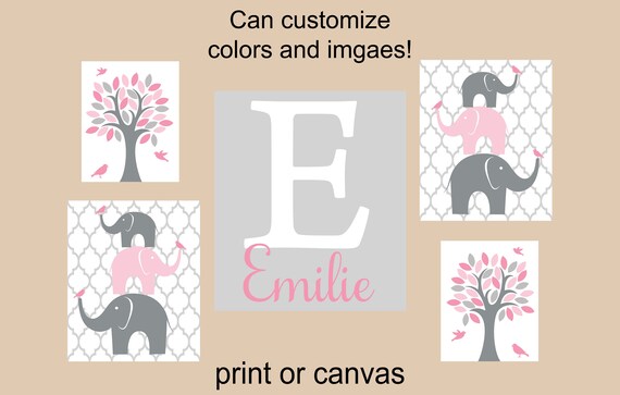 Elephant Nursery Decor Theme Pink And Gray Image 0