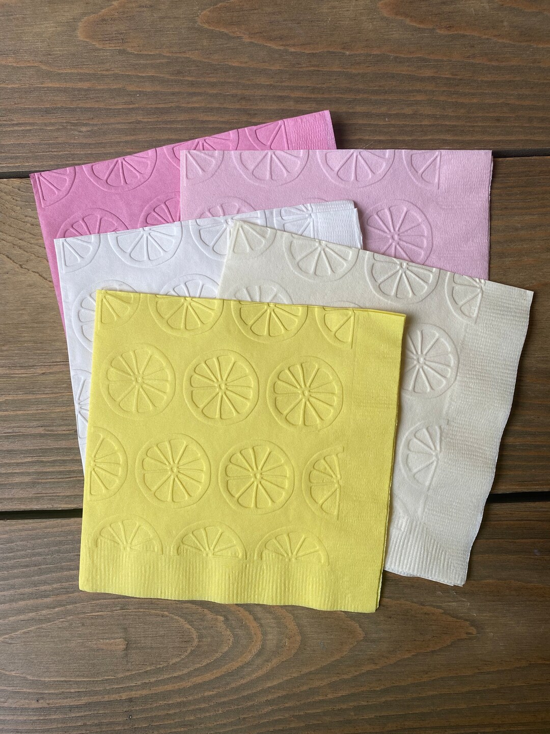 Lemon Napkins Lemon Embossed Napkins Pink Lemonade Cocktail Napkins