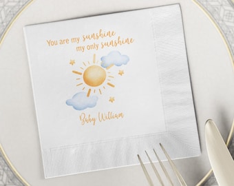 You are my sunshine printed napkins sunshine napkins beverage drink cake baby shower birthday party supplies you are my sunshine decorations