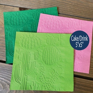 Cactus napkins fiesta embossed napkins cocktail drink cake baby shower birthday party supplies decor cacti llama desert