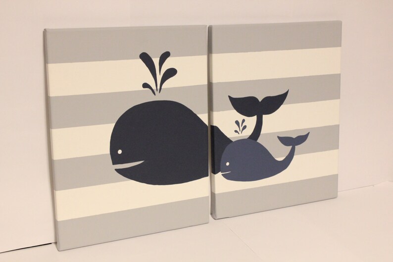 Whale nursery wall art baby boy girl whale decor baby boy girl Etsy