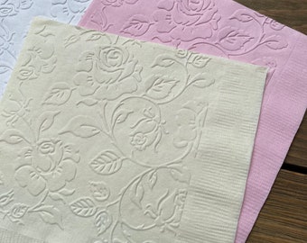 Roses napkins flower napkins rose bridal shower anniversary birthday cake napkin beverage napkins