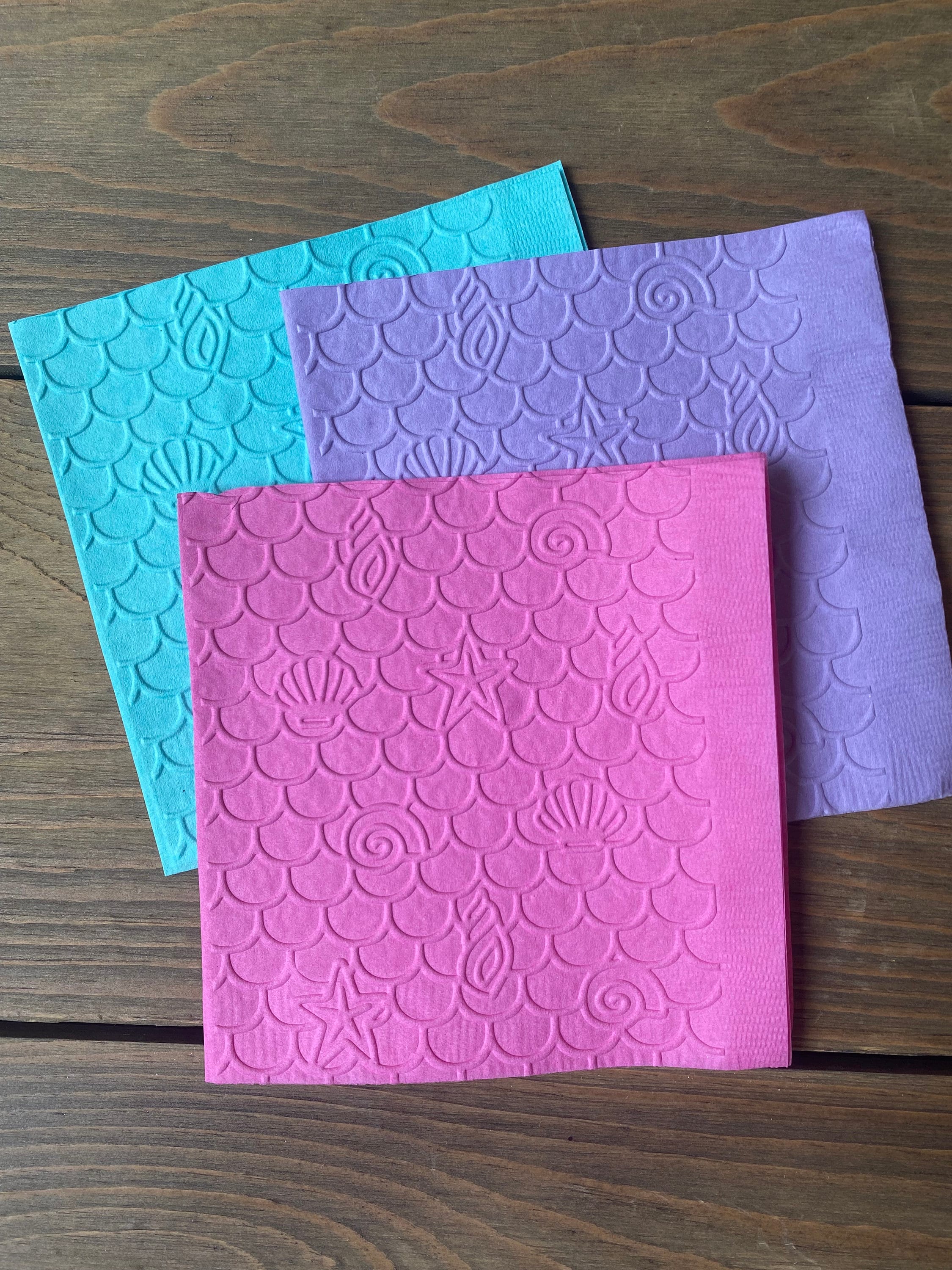 Mermaid napkins sea shell embossed napkins cocktail napkins cake napkins drink napkins baby shower napkins party supplies