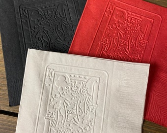 King Card Embossed Napkins, Game Night Cocktail Napkins (Set of 20)