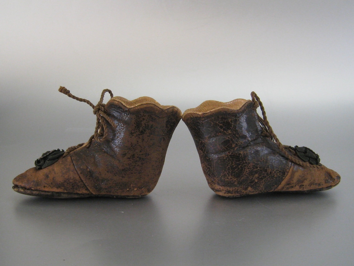 Leather Doll Shoes 186070 Antique China Paper Mache Doll Etsy