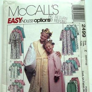 Vintage 1980s McCalls 7678 Childrens Robe and Pajama Pattern, Size 2