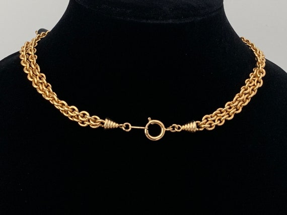 Vintage 1990s Dramatic Gold Tone Metal Necklace. … - image 5