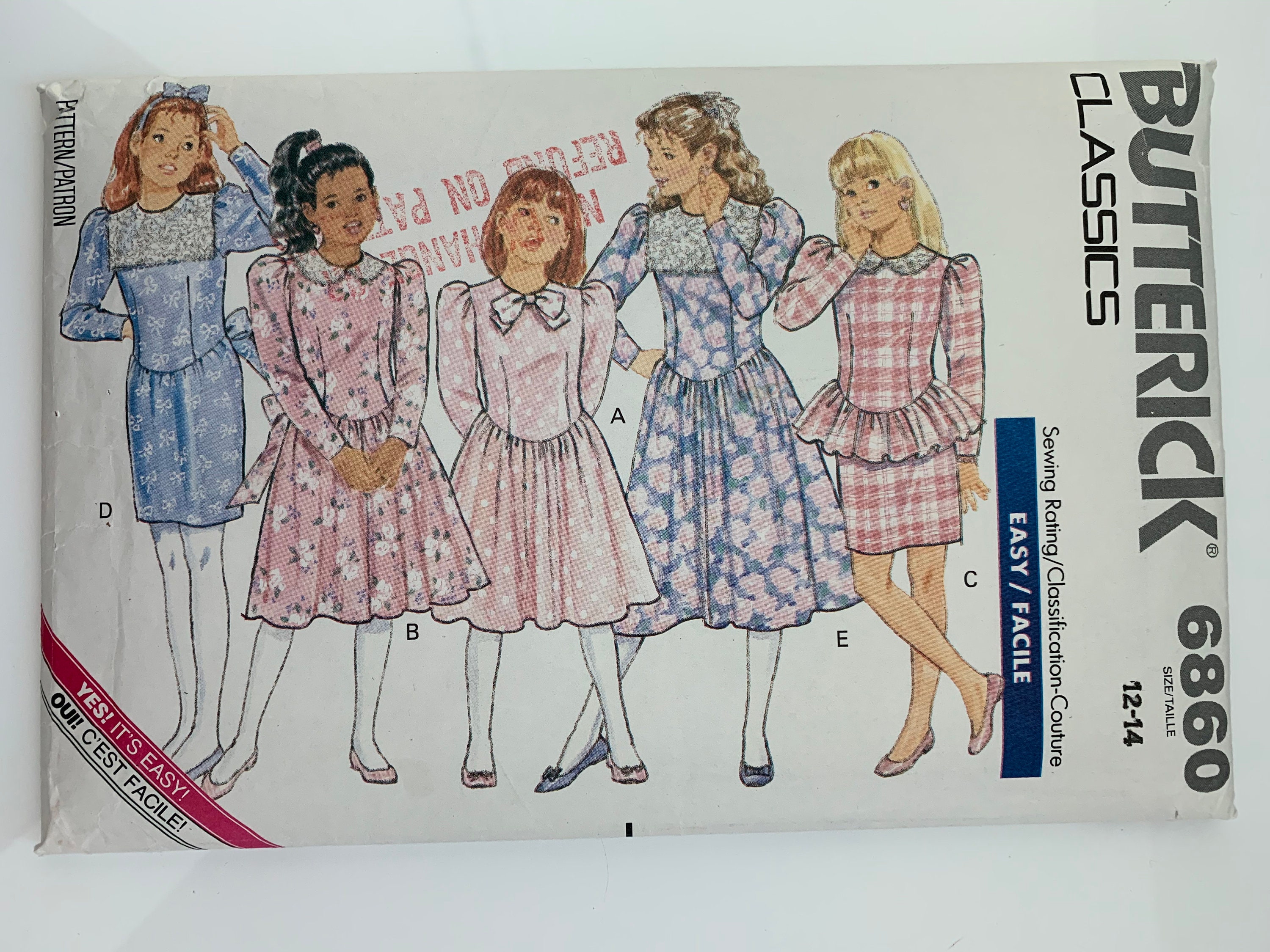 Collar. Sleeveless or Three Quarter Sleeves Inverted Pleats /& Blouse Vintage 1960s Butterick 2755 Girls Dress Princess Seams Round Neck