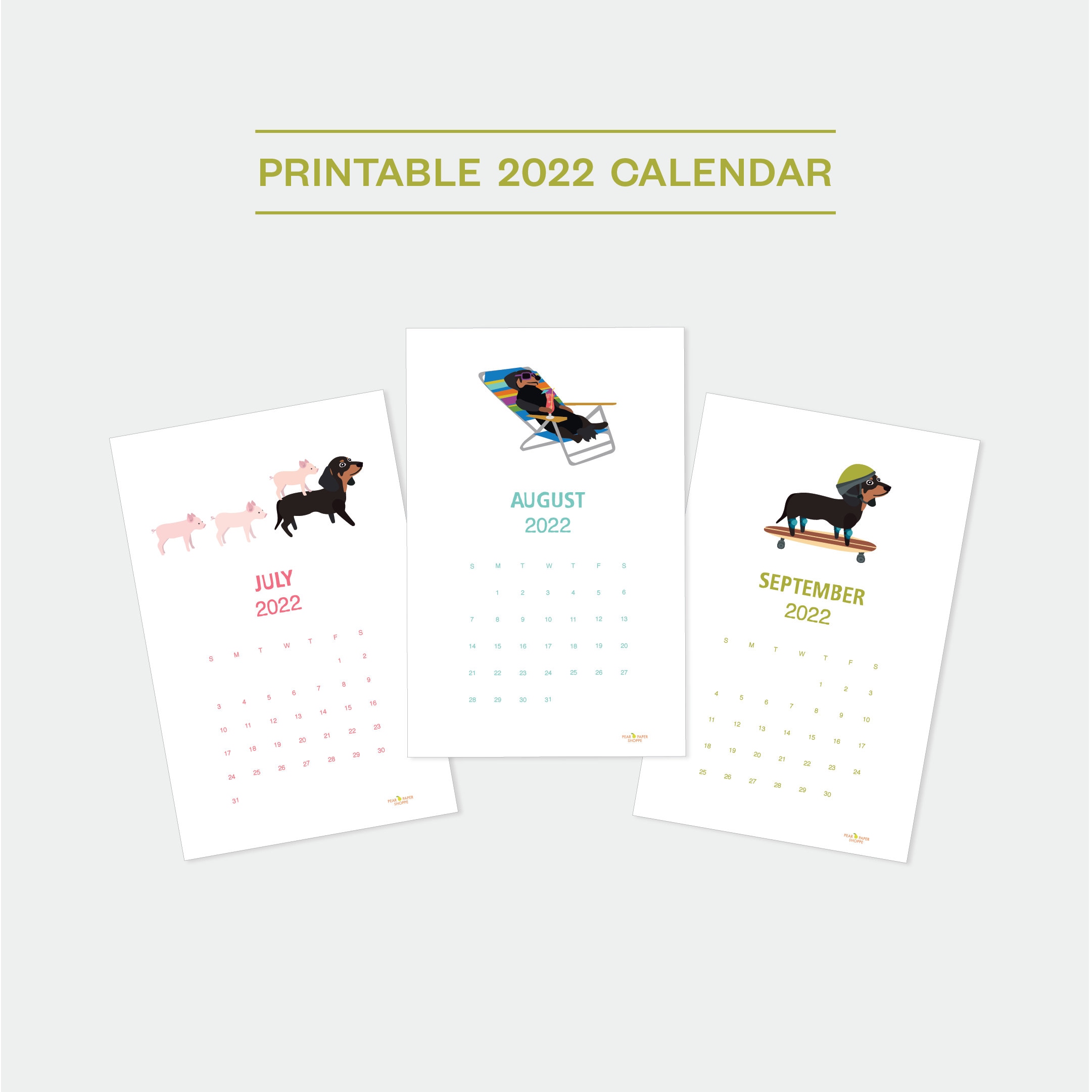 Dachshund Calendar - Mini - Digital Download - Etsy