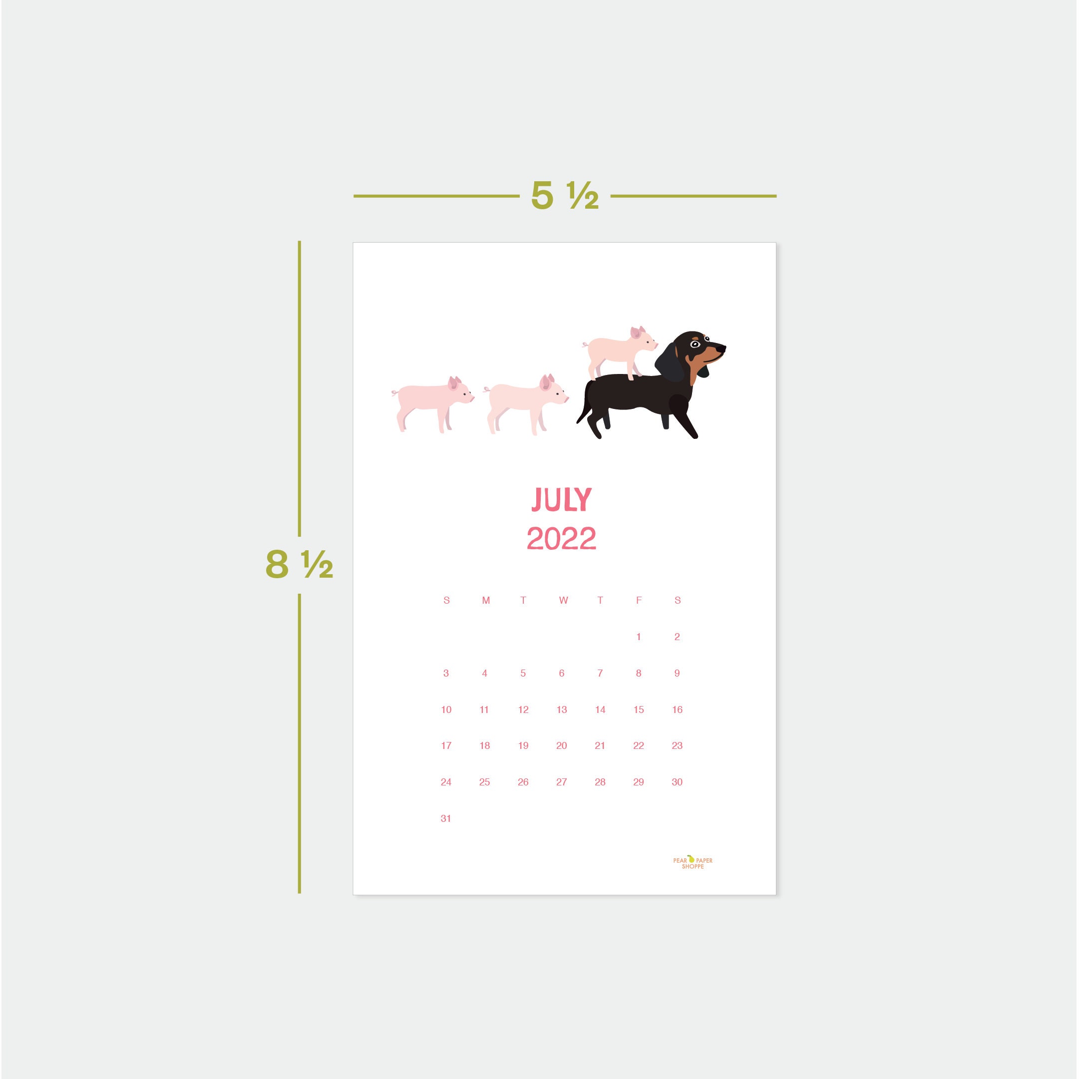 Dachshund Calendar Mini Digital Download Etsy