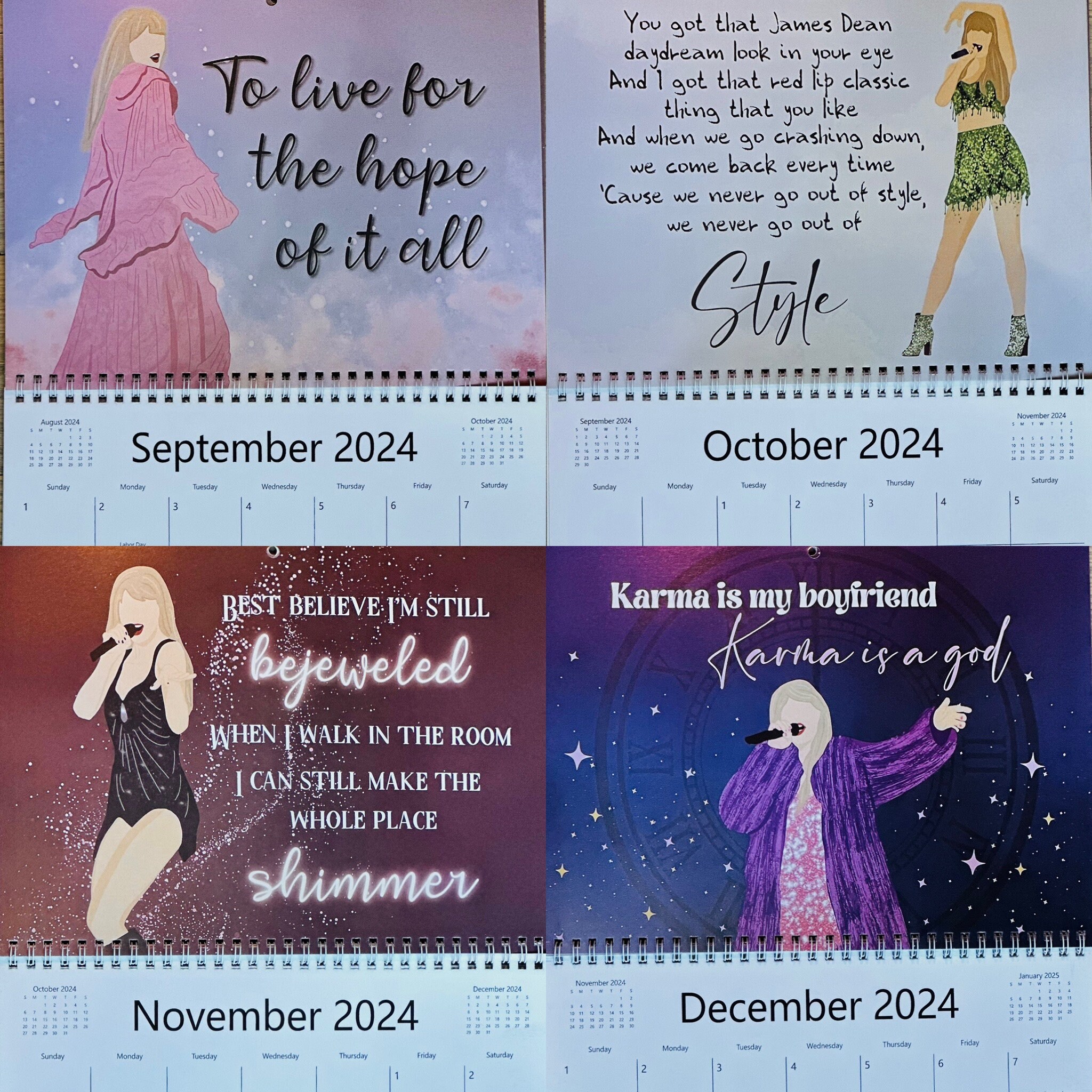 Taylor Eras Tour 2024 Calendar sold by Dutiful Florri SKU 102990221