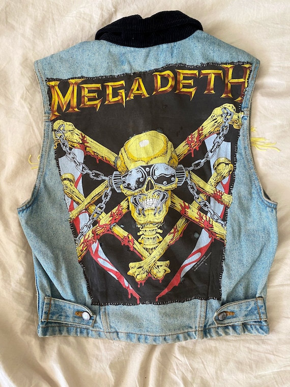 RARE!! Denim Vest Megadeth Back Psych