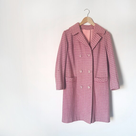 1950s-1960s Pink Check Dorchester Wool Coat