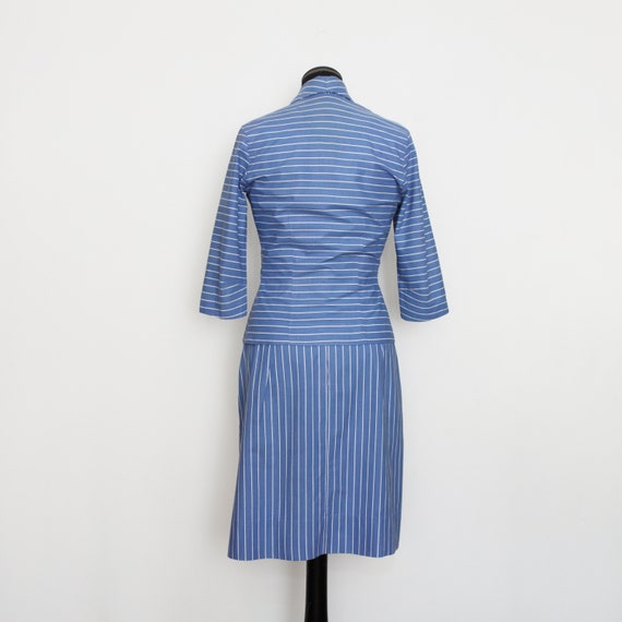 1950s Blue Striped Dress And Jacket Suit - image 4