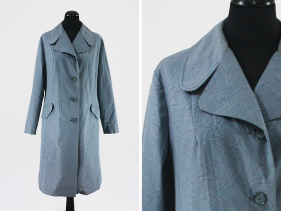 1970s Quelrayn Blue Moiré Raincoat