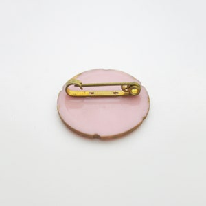 1950s Pink Hand-Painted Floral Lucite Brooch image 4