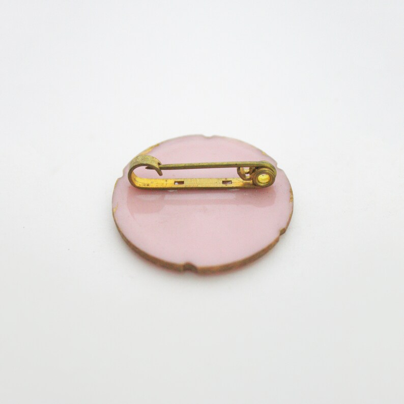 1950s Pink Hand-Painted Floral Lucite Brooch image 4